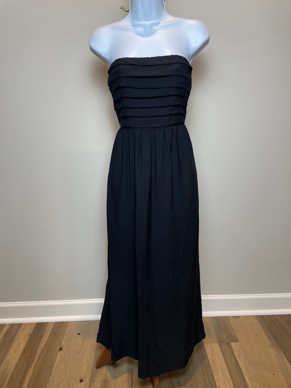 The Workshop Maxi Dress Size S Black Strapless Smocked Cotton New With Tag